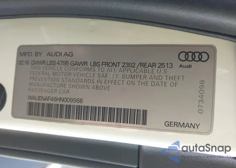 2017 Audi A4 2.0T Premium z USA, uszkodzony, nr VIN WAUENAF46HN009966